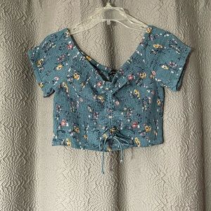 Derek Heart Floral Off-the-Shoulder Crop Top